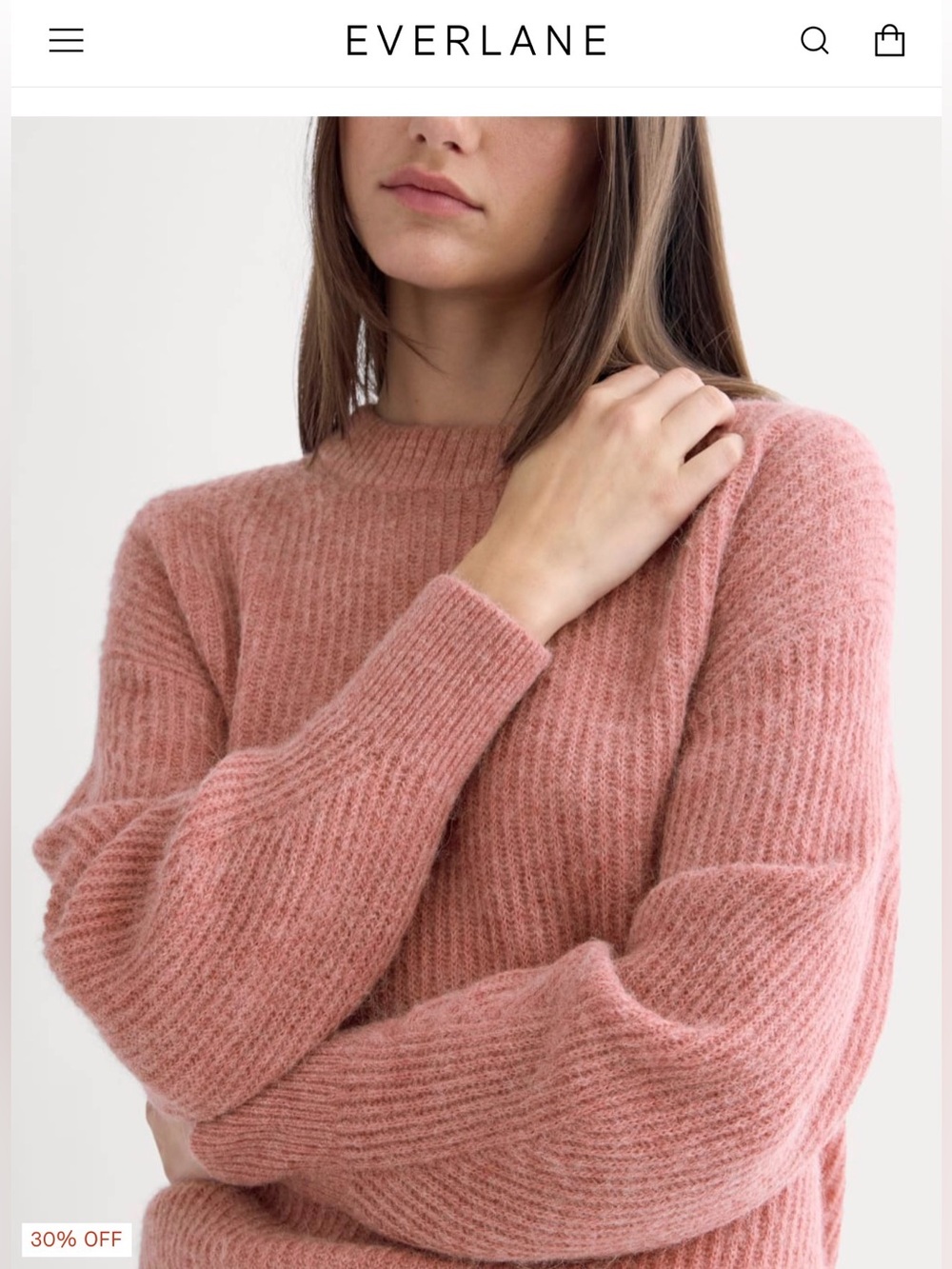 Everlane The Cocoon Alpaca Merino Crewneck Sweater in Dust Pink , Small